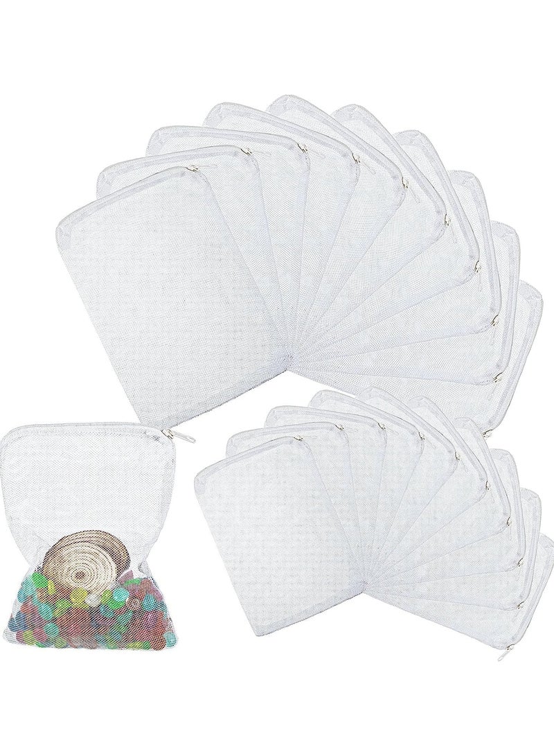 20 Pieces Aquarium Filter Media Bags Fish Tank Filter Bag White Net Bag Fine Mesh Filter Bag with Zipper for Activated Carbon Biospheres Ceramic Rings Fresh or Saltwater Tanks - Image 1